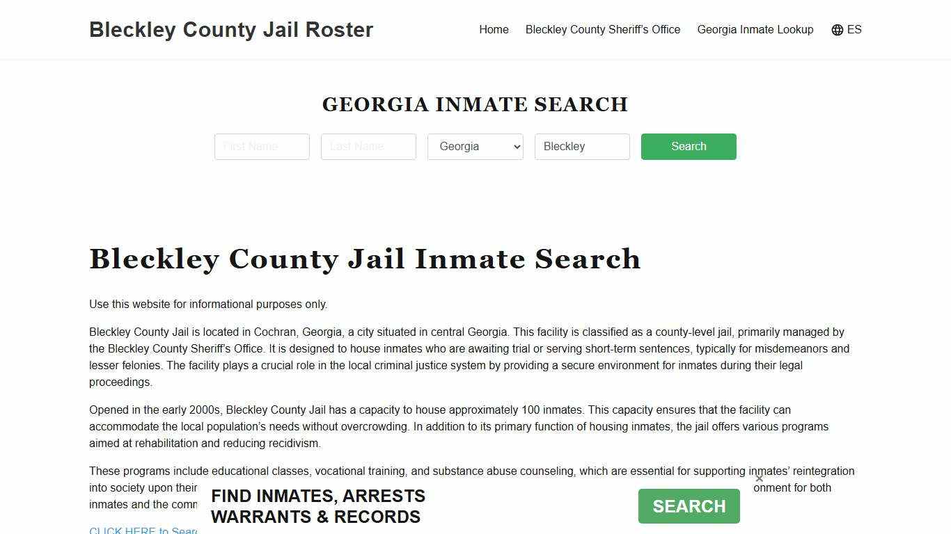 Bleckley County Jail Roster Lookup, GA, Inmate Search